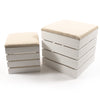 Set 2 Pouf rettangolari con seduta imbottita e struttura in legno arredamento moderno