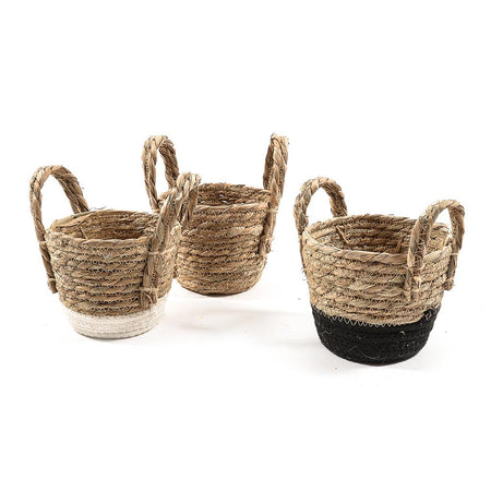 Cestino Intrecciato 'Bazar' con Manici Diametro 14x12cm Assortito