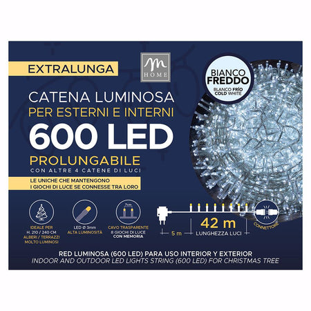 600 led colore bianco freddo 47mt cavo trasparente