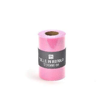 Rotolo Tulle Colore Rosa 12.5cmx50MT