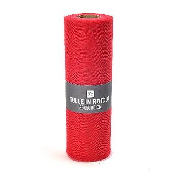 Rotolo Tulle Colore Rosso 25cmx50MT