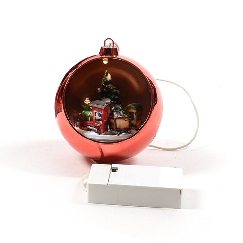 Sfera natalizia con carosello con musica, luci e movimento a batteria