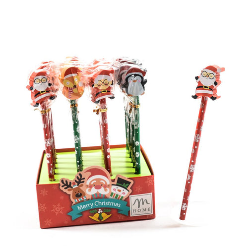 Matita con gomma natalizia h20 cm per decorazioni natalizie