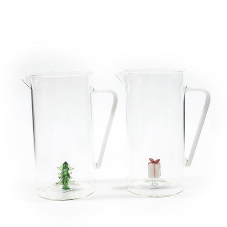 Caraffa Vetro 1300ml 15,5x10xH20cm Con Decorazione Assortita