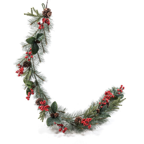 Ghirlanda decorativa con bacche decorazione natalizia 180 cm
