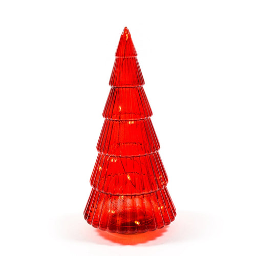 Albero di Natale decorativo in vetro con luci per decorazioni natalizie