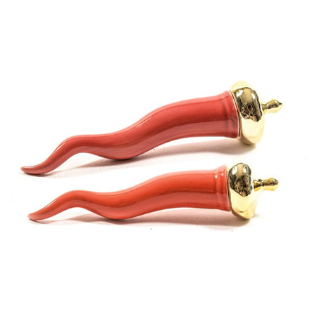 Gadget natalizio peperoncino in porcellana colore rosso set da 2