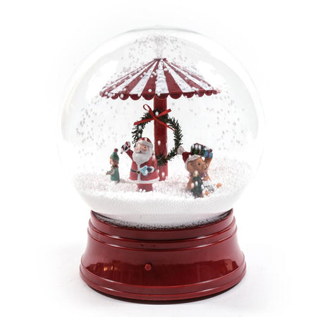 Palla di neve con luci giostre in movimento e neve con musica decorazione natalizia