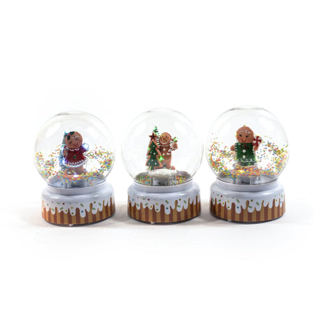 Palla di neve con sensore sonorio neve, luci e musica decorazione natalizia 14 x h 18 cm