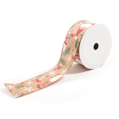Nastro natalizio in tessuto per decorazioni e confezioni pacchi regalo 6,3 cm x 10 m