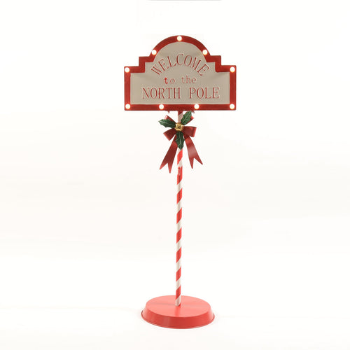 Decorazione segnale natalizio in metallo con luci led da h 116 cm