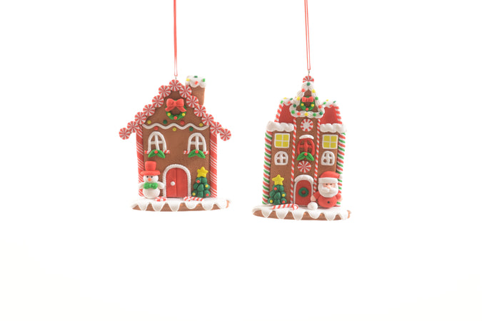 Pendaglio a forma di casa natalizia in argilla morbida per decorazioni natalizie h 12 cm