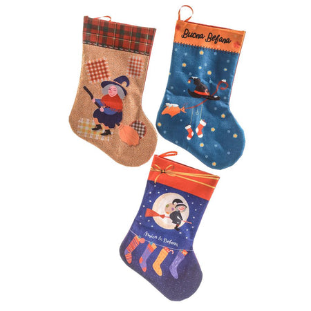 Calza della Befana in Tessuto 43x28cm Assortita