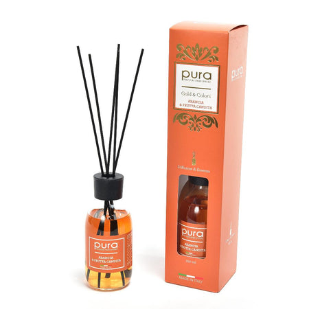 Diffusore di Essenza 250ml Arancia e Frutta Candita con Bacchetti in cotone