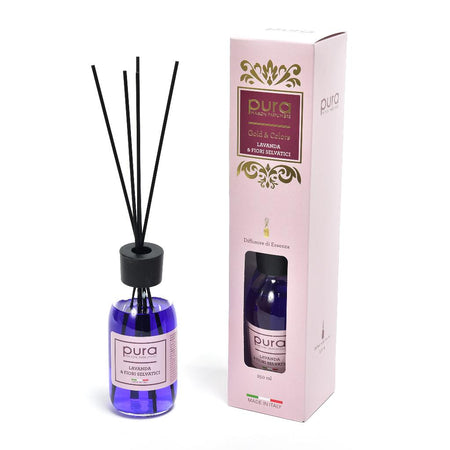 Diffusore di Essenza 250ml Lavanda e Fiori Selvatici con Bacchetti in Cotone
