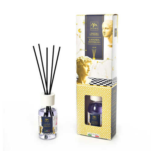 Profumi dal Mondo - Diffusore di Essenza 125ml Lavanda Mediterranea con Bacchetti in cotone