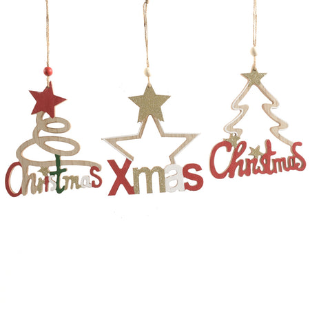 Pendente per albero di Natale "Christmas" in legno da 17 cm