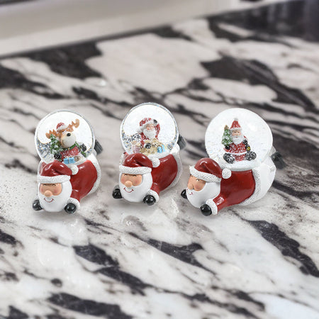 Palla di neve con Babbo Natale, decorazione colore rosso e bianco, 10.5 x 7.5 x h 8.5 cm