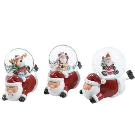 Palla di neve con Babbo Natale, decorazione colore rosso e bianco, 10.5 x 7.5 x h 8.5 cm