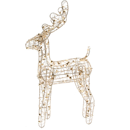 Renna "Diamond" in metallo con luci a led, statuetta decorativa di Natale