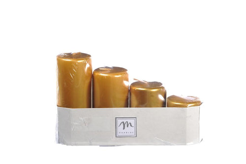 Set 4 candele pillar "avvento" oro