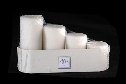 Set 4 candele pillar "avvento" bianco