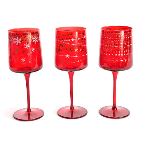 Set da 6 calici in vetro Elegant Stars da 320 cL Ø 7 x h 20 cm, decorazione moderna