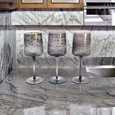 Set da 6 calici in vetro "Elegant Stars" da 320 cL Ø 7 x h 20 cm, decorazione moderna