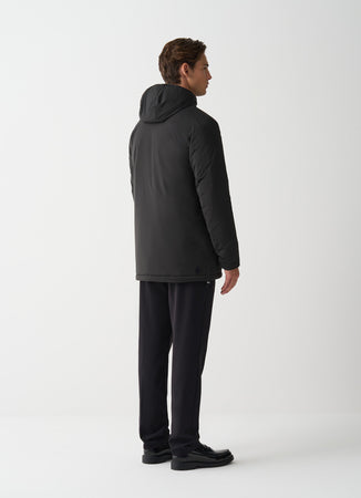 Colmar Giacca lunga uomo stretch nera autunnale con cappuccio fisso