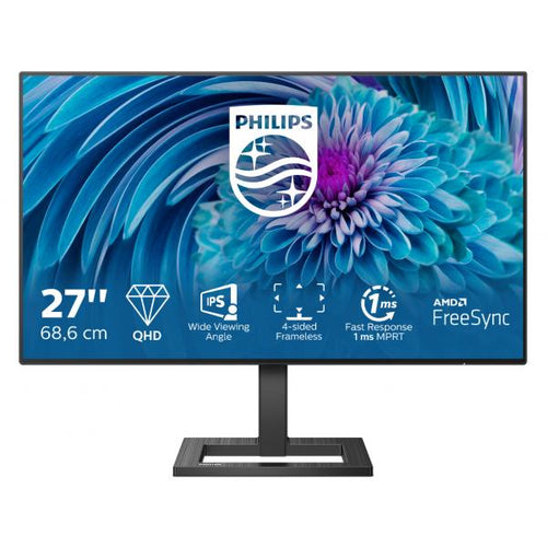 PHILIPS MONITOR 27 LED IPS QHD 16:9 1MS 75HZ, 350 CDM, DP/HDMI, REG ALTEZZA, MULTIMEDIALE