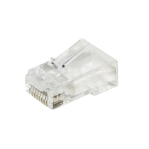 Confezione 100 connettori 8 poli cat 6 utp non schermato rj45 - con fori passanti per agevolare inserimento cavi - per cavo flessibile