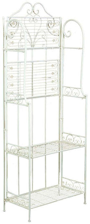 Biscottini Etagere Scaffale Biscottini 63x33x165 Ferro Battuto Bianco Anticato 4 Ripiani