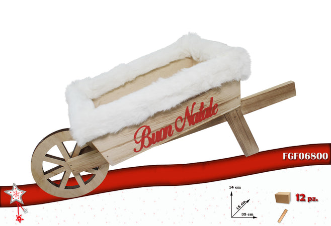 Carriola legno bianca/naturale con bordi peluche