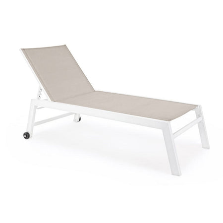 Lettino prendisole in alluminio "Sun" con ruote per piscina e giardino