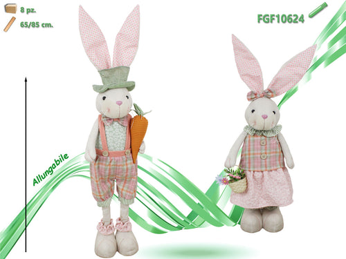 Coniglio in tessuto con gambe allungabili 65/85cm.
