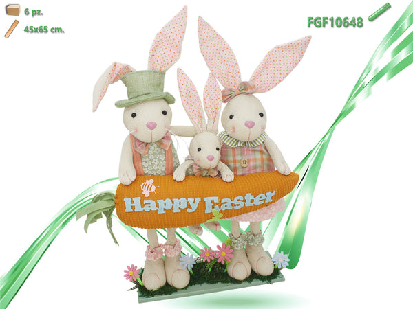 Famiglia conigli in tessuto 45x65cm.