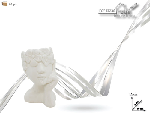 Vaso porta pianta "Viso" h13cm bianco.