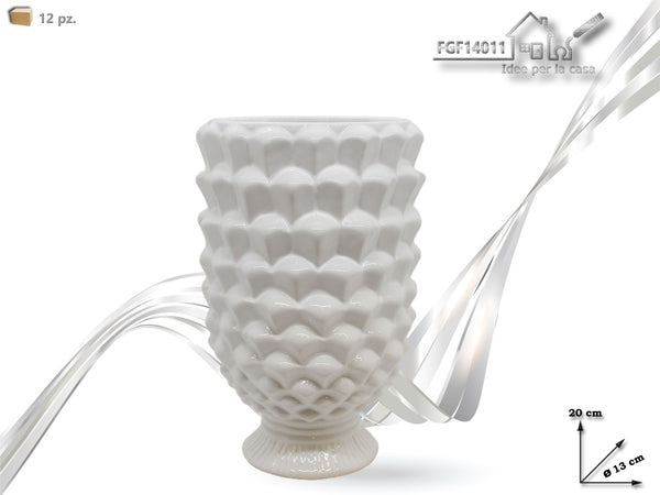 Vaso Ceramica Portabianta Bianco h.20cm d.13cm.