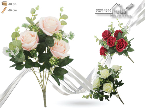 Fascio 9 Fiori con Rose Colore Assortito