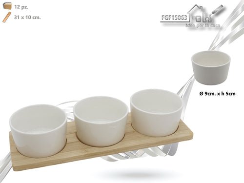 Set 3 Ciotoline con Base Legno