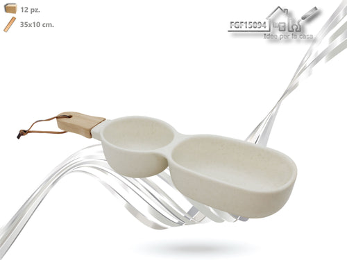 Set Antipastiera in Ceramica con Base in Legno