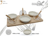 Set Antipastiera Ceramica con base in Legno con Cucchiani e Bicchieri