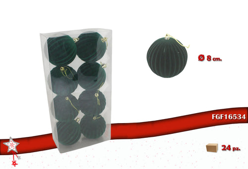 Confezione 8 Sfere in Velluto Colore Verde