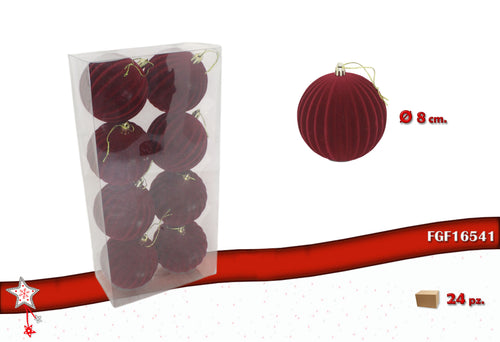 Confezione 8 Sfere in Velluto colore Rosso Scuro