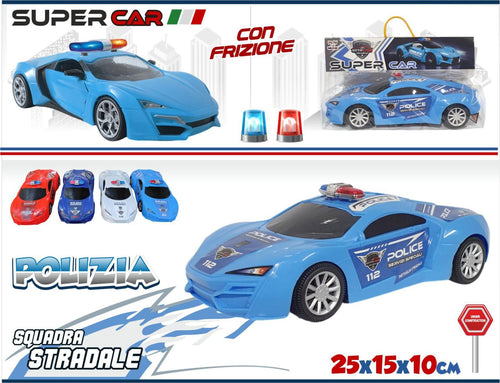 AUTO AZZURRO POLICE PLASTICA 25X15X10