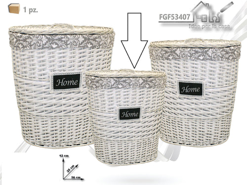 Cesto Ratan Ovale Bianco Piccolo