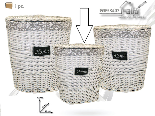 Cesto Ratan Ovale Bianco Piccolo