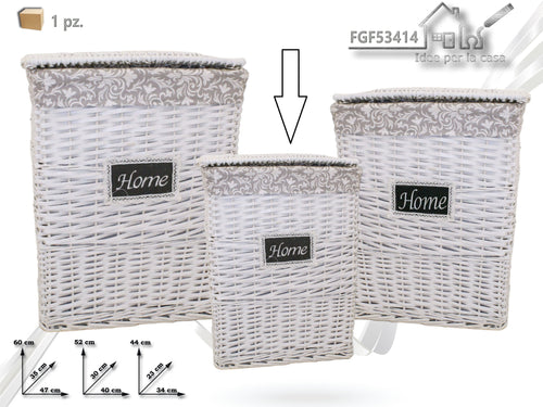 Cesto Piccolo Ratan Rettangolare Bianco