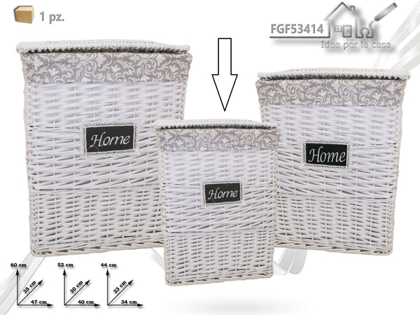 Cesto Piccolo Ratan Rettangolare Bianco