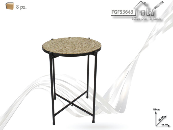 Tavolino in Metallo Pieghevole con Piano Tondo